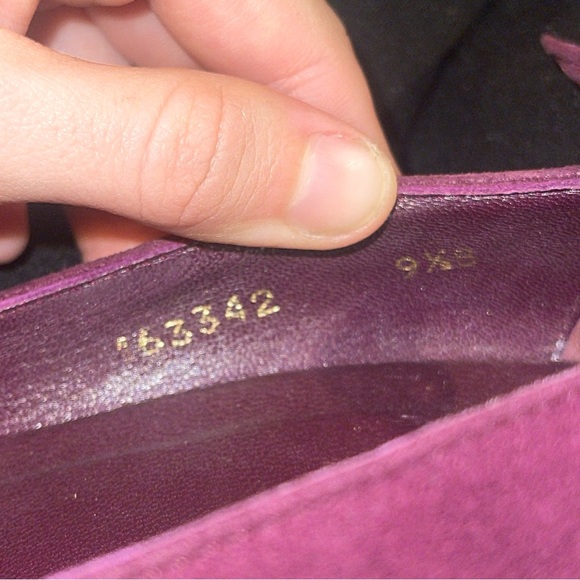 GUCCI Suede Pump Sz 9.5 Purple Bottoms Resoled 4.5 In Heel .5 In Platform Womens - Picture 9 of 13